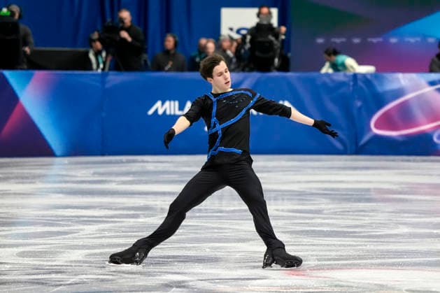 Kyrylo Marsak of Ukraine performs his routine during the Men s Single Figure skating, Eiskunstlauf Final at the Milano Figure Skating Arena in Milan, Italy on Friday, February 13, 2026. Marsak scored a 224.17.  OLY20260213424 RICHARDxELLIS