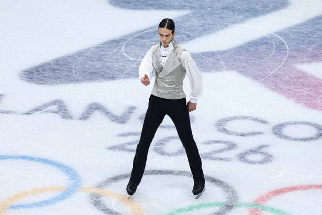 GIOCHI OLIMPICI - Olimpiadi Invernali Milano-Cortina 2026 - Figure skating, Eiskunstlauf Men Single Skating Petr Gumennik (AIN) during the Olympic Winter games, Winterspiele,Spiele, Summer games Milano-Cortina 2026, Figure Skating Men Single Free Skating on February 13, 2026 at Milano Ice Skating Arena in Milan, Italy Cortina D Ampezzo Italy  Copyright: xIPAxSport ABACAx