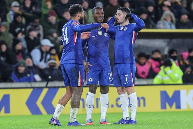 Hull City v Chelsea Emirates FA Cup Pedro Neto of Chelsea celebrates his goal to make it 0-1 during the Emirates FA Cup Fourth Round match at the MKM Stadium, Hull 13 02 2026 UK Newspapers OUT Copyright: xDavidxGreavesx FIL-22964-0008