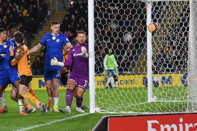 Hull City v Chelsea, FA Cup GOAL Chelsea fc player Jorrel Hato (21) scores goal to go 0-2 during the FA Cup match between Hull City and Chelsea at the MKM Stadium, Kingston upon Hull, UK on 13 February 2026. Kingston upon Hull MKM Stadium East Riding of Yorkshire UK Editorial use only DataCo restrictions apply See www.football-dataco.com , Copyright: xIanxLyallx PSI-23738-0064