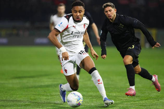 Christopher Nkunku of AC Milan in action during the serie A match between SC Pisa Calcio 1909 and AC Milan at Arena Garibaldi - Romeo Anconetani - Cetilar Arena Stadium in Pisa (Italy), February 13, 2026. massimilianoxcarnabuci