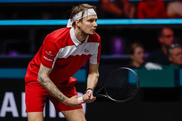 Alexander Bublik in action against Jaume Munar ABN AMRO Open, Day 5, Day Five, ABN AMRO Open, Rotterdam Ahoy, February 13, 2026, Rotterdam, Netherlands.