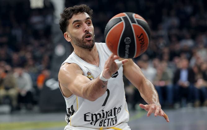 Partizan v Real Madrid, Euroleague, season 2025 2026, round 28 Belgrade, Serbia. 13th Feb, 2026. Real Madrid s Facundo Campazzo during Euroleague basketball match between Partizan and Real Madrid on February 13. 2026. in Belgrade, Serbia. Belgrade Serbia Copyright: xPedjaxMilosavljevic STARSPORTx