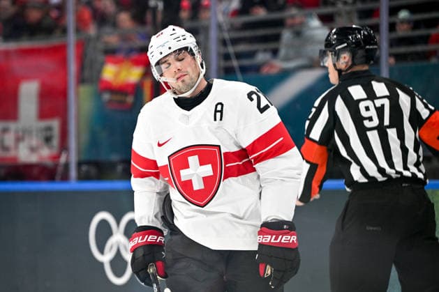 MILAN, ITALY - FEBRUARY 13: Kevin Fiala of Switzerland disappointed after missing a scoring chance during the Men™s Prelim Round match between Canada and Switzerland on day seven of the Milano Cortina 2026 Winter Olympic Games, Olympische Spiele, Olympia, OS at Milano Santagiulia IHO Arena on February 13, 2026 in Milan, Italy. Milan Milano Santagiulia IHO Arena Italy *** MILAN, ITALY FEBRUARY 13 Kevin Fiala of Switzerland disappointed after missing a scoring chance during the Men™s Prelim Round match between Canada and Switzerland on day seven of the Milano Cortina 2026 Winter Olympic games at Milano Santagiulia IHO Arena on February 13, 2026 in Milan, Italy Milan Milano Santagiulia IHO Arena Italy Copyright: xJustPictures.ch AndreaxBrancax jp-en-EuSpIm-AB-AAB_574713022026