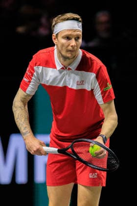 2026-02-13 ABN AMRO Open ROTTERDAM, NETHERLANDS - FEBRUARY 13: Alexander Bublik of Kazachstan during the ABN AMRO Open at Ahoy on February 13, 2026 in Rotterdam, Netherlands. Rotterdam Ahoy Netherlands Content not available for redistribution in The Netherlands directly or indirectly through any third parties. Copyright: xMarcelxvanxPlateringenx