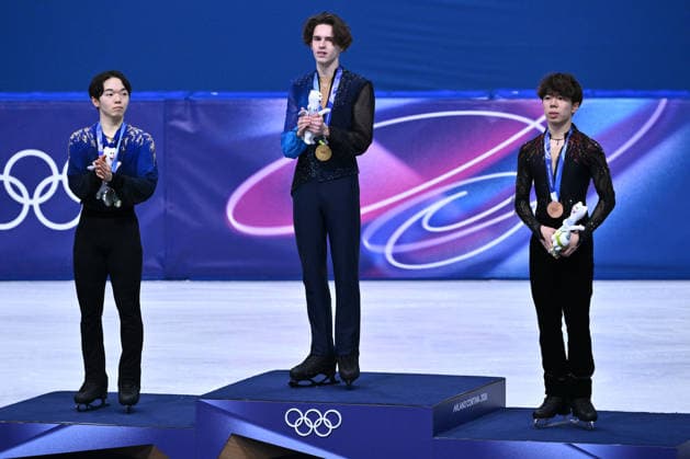 Rg Milano 13 02 2026 - Olimpiadi Milano Cortina 2026 Figure Men Skating foto Image nella foto: Mikhail Shaidorov-Yuma Kagiyama-Shun Sato 