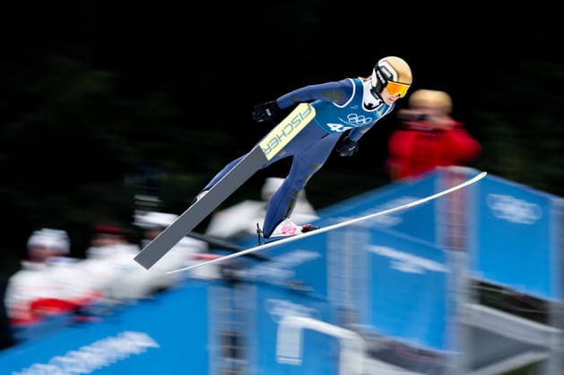OLYMPICS - Winter Olympic Games, Olympische Spiele, Olympia, OS Milano Cortina 2026 PREDAZZO,ITALY,14.FEB.26 - OLYMPICS, Ski jumping, Skispringen, Ski, nordisch - Winter Olympic Games Milano Cortina 2026, large hill, women, training. Image shows Katharina Schmid (GER) in front of the coaches tower.  GEPAxpictures xOliverxLerch