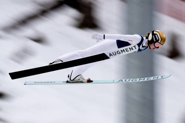 OLYMPICS - Winter Olympic Games, Olympische Spiele, Olympia, OS Milano Cortina 2026 PREDAZZO,ITALY,14.FEB.26 - OLYMPICS, Ski jumping, Skispringen, Ski, nordisch - Winter Olympic Games Milano Cortina 2026, large hill, women, training. Image shows Julia Muehlbacher (AUT).  GEPAxpictures xOliverxLerch