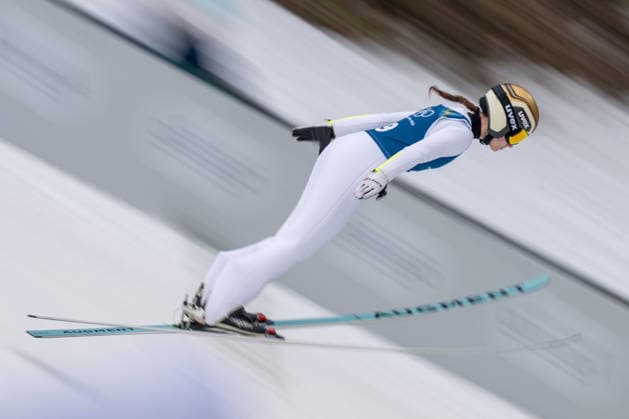 OLYMPICS - Winter Olympic Games, Olympische Spiele, Olympia, OS Milano Cortina 2026 PREDAZZO,ITALY,14.FEB.26 - OLYMPICS, Ski jumping, Skispringen, Ski, nordisch - Winter Olympic Games Milano Cortina 2026, large hill, women, training. Image shows Anna Twardosz (POL).  GEPAxpictures xOliverxLerch
