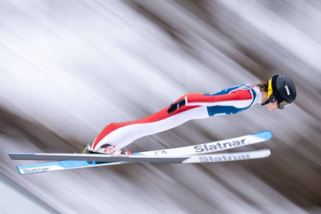 OLYMPICS - Winter Olympic Games, Olympische Spiele, Olympia, OS Milano Cortina 2026 PREDAZZO,ITALY,14.FEB.26 - OLYMPICS, Ski jumping, Skispringen, Ski, nordisch - Winter Olympic Games Milano Cortina 2026, large hill, women, training. Image shows Bing Dong (CHN).  GEPAxpictures xOliverxLerch