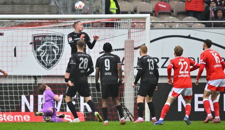 14 02 2026 Soccer Season 2025 2026 2 Soccer Bundesliga 22 Matchday 1 FC Kaiserslautern FCK Rote Teufel SpVgg Greuther Fürth SGF Kleeblatt Sportfoto Zink xwoxzix DFL regulations prohibit any use of photographs as image sequences and or quasi video only for editorial use Treffer Goal Goal shot to 1 0 by Semih Sahin 8, 1 FC Kaiserslautern FCK , not in picture Brynjar Ingi Bjarnason 25, SpVgg Greuther Fürth does not get the ball