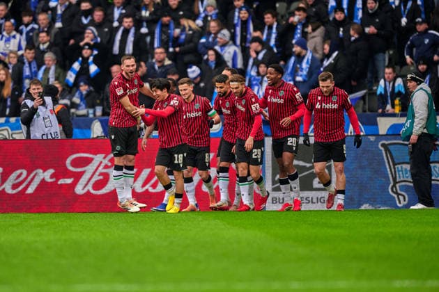 Hannover 96, Goal for 1 0, Boris Tomiak hannover 96, 03 , Cheers, GER, Hertha BSC vs ,Hannover 96, 2 Bundesliga, Season 2025 2026, 22 Matchday, 14 02 2026 DFL REGULATIONS PROHIBIT ANY USE OF PHOTOGRAPHS AS IMAGE SEQUENCES AND OR QUASI VIDEO GER, Hertha BSC vs ,Hannover 96, 2 Bundesliga, Season 2025 2026, 22 Matchday, 14 02 2026 Berlin Copyright: xClaudiusxRauch,xEibner-Pressefotox xClaudiusxRauchx EP_CRH
