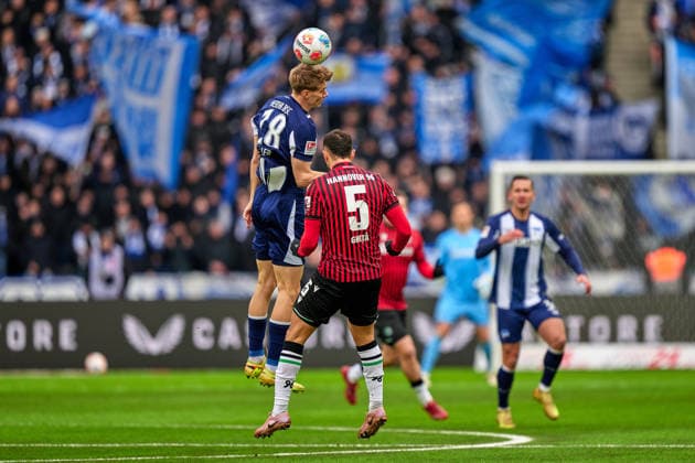 Header, Luca Schuler Hertha BSC, 11 , Virgil Ghita hannover 96, 05 , GER, Hertha BSC vs ,Hannover 96, 2 Bundesliga, Season 2025 2026, 22 Matchday, 14 02 2026 DFL REGULATIONS PROHIBIT ANY USE OF PHOTOGRAPHS AS IMAGE SEQUENCES AND OR QUASI VIDEO GER, Hertha BSC vs ,Hannover 96, 2 Bundesliga, Season 2025 2026, 22 Matchday, 14 02 2026 Berlin Copyright: xClaudiusxRauch,xEibner-Pressefotox xClaudiusxRauchx EP_CRH