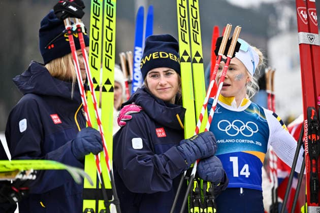 VAL DI FIEMME, ITALIEN 20260214 Sveriges Ebba Andersson besviken trots silver efter sina tva fall i damernas stafett 4 x 7,5 km under vinter-OS pa Tesero längdskidstadion i Val di Fiemme, Italien. *** Bilden ingar i SPORTPAKET. För övriga BETALBILD *** VAL DI FIEMME ITALIEN x10430x *** VAL DI FIEMME, ITALY 20260214 Swedens Ebba Andersson disappointed despite silver after her two falls in the womens 4 x 7.5 km relay during the Winter Olympics at Tesero cross-country stadium in Val di Fiemme, Italy Picture in SPORTPAKET For others PAYPICTURE VAL DI FIEMME ITALY x10430x  Copyright: xChristinexOlsson TTx OS 2026 SKIDOR STAFETT DAM