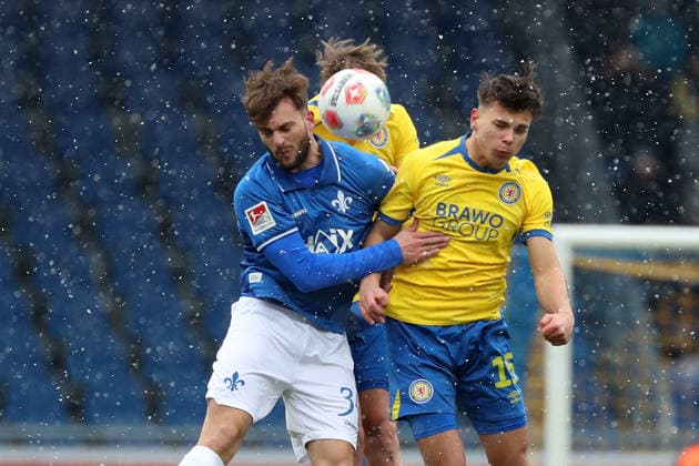 Braunschweig vs Darmstadt, 2 BL Braunschweig, 14 02 2026, Football, Men, 2 BL, Season 2025 2026, Eintracht Braunschweig vs SV Darmstadt 98 Killian Corredor SV Darmstadt 98 , Max Marie Eintracht Braunschweig DFL DFB REGULATIONS PROHIBIT ANY USE OF PHOTOGRAPHS as IMAGE SEQUENCES and or QUASI VIDEO Stadion an der Hamburger Straße Niedersachsen Germany