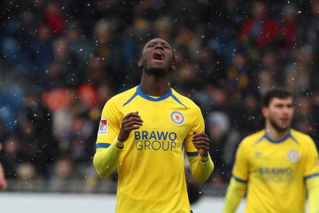 Braunschweig vs Darmstadt, 2 BL Braunschweig, 14 02 2026, Football, Men, 2 BL, Season 2025 2026, Eintracht Braunschweig vs SV Darmstadt 98 Aaron Opoku Eintracht Braunschweig DFL DFB REGULATIONS PROHIBIT ANY USE OF PHOTOGRAPHS as IMAGE SEQUENCES and or QUASI VIDEO Stadion an der Hamburger Straße Niedersachsen Germany