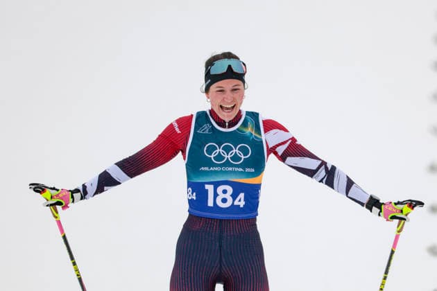 OLYMPICS - Winter Olympic Games, Olympische Spiele, Olympia, OS Milano Cortina 2026 TESERO,ITALY,14.FEB.26 - OLYMPICS, NORDIC SKIING, CROSS COUNTRY SKIING - Winter Olympic Games Milano Cortina 2026, 4X7.5km relay, women, medal ceremony. Image shows Lisa Achleitner (AUT).  GEPAxpictures xMatthiasxTrinkl