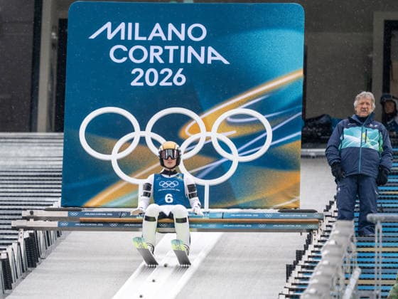OLYMPICS - Winter Olympic Games, Olympische Spiele, Olympia, OS Milano Cortina 2026 PREDAZZO,ITALY,14.FEB.26 - OLYMPICS, Ski jumping, Skispringen, Ski, nordisch - Winter Olympic Games Milano Cortina 2026, large hill, women, training. Image shows Lisa Hirner (AUT).  GEPAxpictures xOliverxLerch