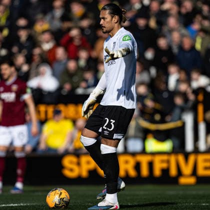 14th February 2026; Pirelli Stadium, Burton, West Staffordshire, England; FA Cup Football, Burton Albion versus West Ham United; Alphonse Areola of West Ham on the ball  GodfreyxPitt Content restricted for UK based newspaper