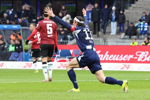 DEU, DFL, 2 FBL, Hertha BSC vs Hannover 96, 14 02 2026, Berliner Olympiastadion, Berlin, DEU, DFL, 2 FBL, Hertha BSC vs Hannover 96, im Bild Fabian Reese Hertha BSC Berlin 11 , DFL regulations prohibit any use of Photographs as image sequences and or quasi video nordphotoxGmbHx xEngler nph00076
