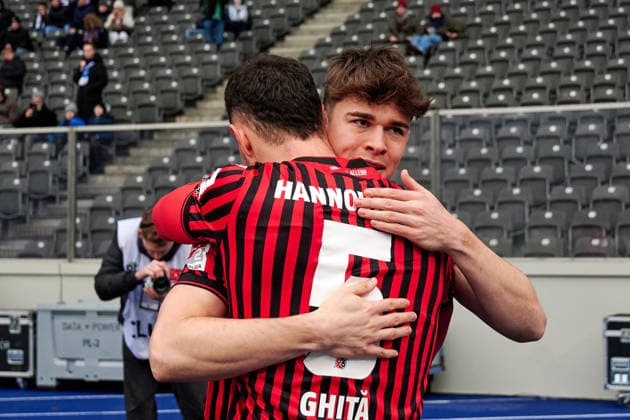 Noah Weisshaupt hannover 96, 10 , cheers over goal for 3 1, GER, Hertha BSC vs ,Hannover 96, 2 Bundesliga, Season 2025 2026, 22 Matchday, 14 02 2026 DFL REGULATIONS PROHIBIT ANY USE OF PHOTOGRAPHS AS IMAGE SEQUENCES AND OR QUASI VIDEO GER, Hertha BSC vs ,Hannover 96, 2 Bundesliga, Season 2025 2026, 22 Matchday, 14 02 2026 Berlin Copyright: xEibner-Pressefotox xClaudiusxRauchx EP_CRH
