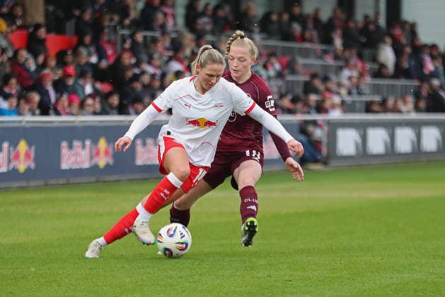 Google Pixel Frauen Bundesliga, RB Leipzig 1 FC Nürnberg 14 02 2026 Marleen Schimmer 14, RB Leipzig vs Franziska Mai 18, 1 FC Nürnberg Fußball, Google Pixel Frauen Bundesliga, Saison 2025 2026, 18 Spieltag RB Leipzig vs 1 FC Nürnberg am 14 02 2026, Trainingszentrum Cottaweg, Leipzig DFB REGULATIONS PROHIBIT ANY USE OF PHOTOGRAPHS AS IMAGE SEQUENCES AND OR QUASI VIDEO Copyright: xBEAUTIFULxSPORTS JanxKaeferx
