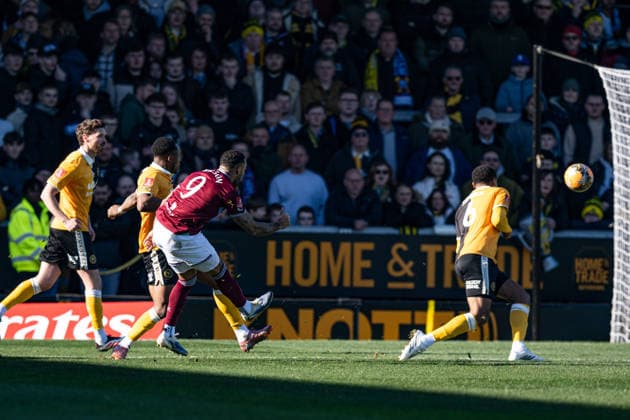 14th February 2026; Pirelli Stadium, Burton, West Staffordshire, England; FA Cup Football, Burton Albion versus West Ham United; Callum Wilson of West Ham shoots at goal  GodfreyxPitt Content restricted for UK based newspaper
