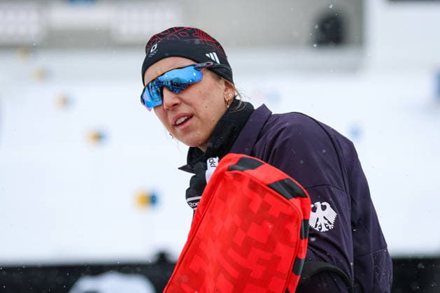 Antholz, Italien 14. Februar 2026: Biathlon Sprint Frauen 7,5 km - Olympia 2026 Im Bild: Franziska Preuss (GER) Anterselva Biathlon Arena *** Antholz, Italy February 14, 2026 Biathlon Sprint Women 7.5 km Olympia 2026 In the picture Franziska Preuss GER Anterselva Biathlon Arena Copyright: xFotostandx xHettichx