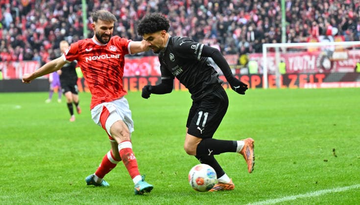14 02 2026 Soccer Season 2025 2026 2 Soccer Bundesliga 22 Matchday 1 FC Kaiserslautern FCK Rote Teufel SpVgg Greuther Fürth SGF Kleeblatt Sportfoto Zink xwoxzix DFL regulations prohibit any use of photographs as image sequences and or quasi video only for editorial use Simon Asta 2, 1 FC Kaiserslautern FCK Aiman Dardari 11, SpVgg Greuther Fürth