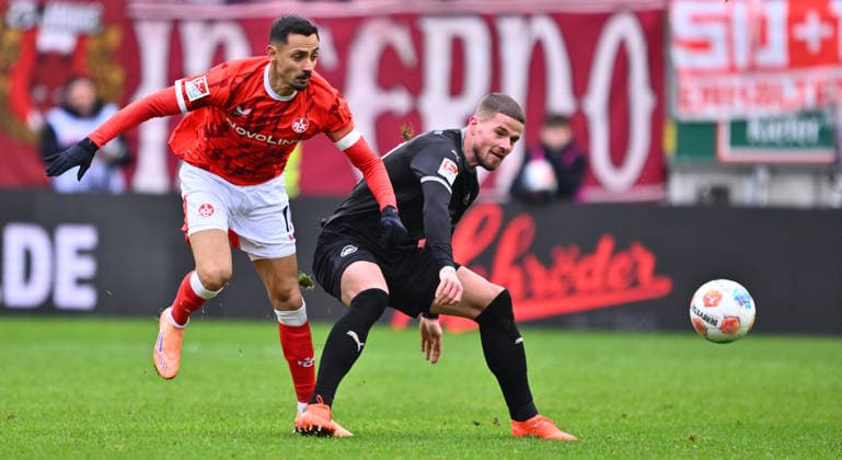 14 02 2026 Soccer Season 2025 2026 2 Soccer Bundesliga 22 Matchday 1 FC Kaiserslautern FCK Rote Teufel SpVgg Greuther Fürth SGF Kleeblatt Sportfoto Zink xwoxzix DFL regulations prohibit any use of photographs as image sequences and or quasi video only for editorial use Kenny Prince Redondo 11, 1 FC Kaiserslautern FCK Jan Elvedi 15, SpVgg Greuther Fürth