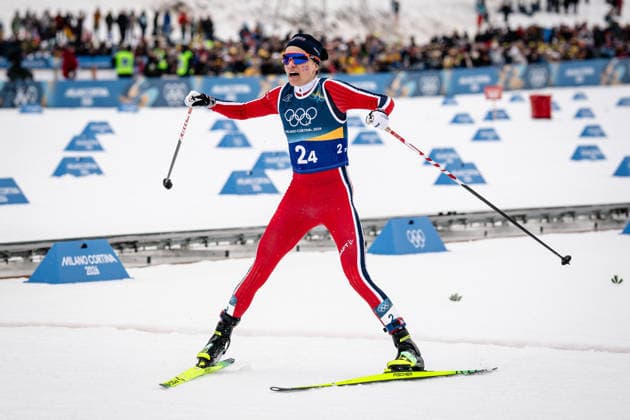 Heidi Weng ( Norwegen ) celebrates the victory competes in the Womens 4 x 7.5 km Relay cross-country skiing event at the Olympic Winter games, Winterspiele,Spiele, Summer games Milano Cortina 2026 at the Tesero Cross-Country Skiing Stadium, Tesero, Italy, on February 14, 2026 in Aktion beim 4 x 7,5 km Staffelrennen der Frauen im Skilanglauf bei den Olympischen Winterspielen Milano Cortina 2026 im Tesero Cross-Country Skiing Stadium, Tesero, Italien, am 14. Februar 2026. *** Heidi Weng Norway celebrates the victory competes in the Womens 4 x 7 5 km Relay cross country skiing event at the Olympic Winter Games Milano Cortina 2026 at the Tesero Cross Country Skiing Stadium, Tesero, Italy, on February 14, 2026 in action during the Womens 4 x 7.5 km Relay cross country skiing event at the Olympic Winter Games Milano Cortina 2026 at the Tesero Cross Country Skiing Stadium, Tesero, Italy, on February 14, 2026 Copyright: HMBxMedia MarcxNiemeyer