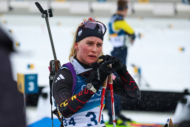 Antholz, Italien 14. Februar 2026: Biathlon Sprint Frauen 7,5 km - Olympia 2026 Im Bild: Julia Tannheimer (GER) Anterselva Biathlon Arena *** Antholz, Italy February 14, 2026 Biathlon Sprint Women 7.5 km Olympia 2026 In the picture Julia Tannheimer GER Anterselva Biathlon Arena Copyright: xFotostandx xHettichx