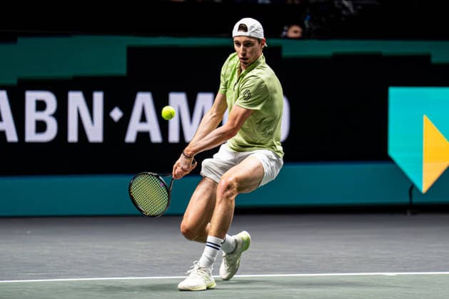 2026-02-14 ABN AMRO Open - Day Six ROTTERDAM, NETHERLANDS - FEBRUARY 14: Ugo Humbert competing during Day Six of the ABN AMRO Open at Rotterdam Ahoy on February 14, 2026 in Rotterdam, Netherlands. (Photo by Gabriel Calvino Alonso BSR Agency) Rotterdam Netherlands Content not available for redistribution in The Netherlands directly or indirectly through any third parties. Copyright: xBSRxAgencyx