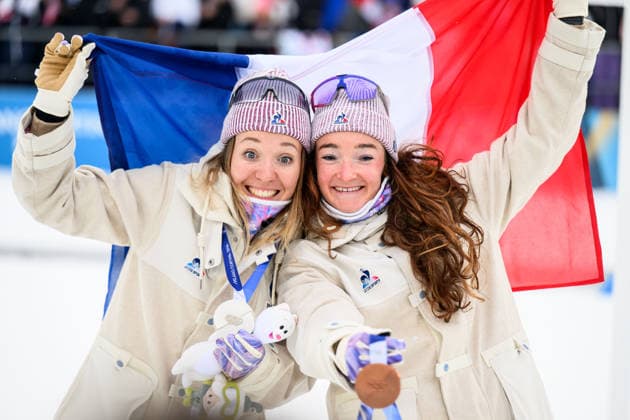 260214 Silver medalist Oceane Michelon of France and bronze medalist Lou Jeanmonnot of France celebrate after the women s biathlon 7,5 km sprint during day 8 of the 2026 Winter Olympics on February 14, 2026 in Anterselva. Photo: Mathias Bergeld BILDBYRAN kod MB MB1327 skidskytte biathlon skiskyting Olympic Games, Olympische Spiele, Olympia, OS olympics winter olympics os ol olympiska spel vinter-os olympiske leker milano cortina 2026 milan cortina 2026 milano cortina 2026 olympic games milano cortina 2026 winter olympic games milano cortina-os milano cortina-ol vinter-ol 8 bbeng sprint dam kvinner women jubel *** 260214 Silver medalist Oceane Michelon of France and bronze medalist Lou Jeanmonnot of France celebrate after the women s biathlon 7,5 km sprint during day 8 of the 2026 Winter Olympics on February 14, 2026 in Anterselva Photo Mathias Bergeld BILDBYRAN code MB MB1327 biathlon biathlon olympic games olympics olympics winter olympics os ol olympiska spel vinter os olympiske leker milano cortina 2026 milan cortina 2026 milano cortina 2026 olympic games milano cortina 2026 winter olympic games milano cortina os milano cortina ol vinter ol 8 bbeng sprint dam kvinner women jubel  Copyright: MATHIASxBERGELD BB260214MB037