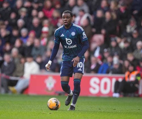 Southampton v Leicester City, FA Cup Fourth round, Football, St Marys Stadium, Southampton, UK - 14 Feb 2026 Stephy Mavididi of Leicester City Southampton St Marys Stadium Southampton GBR, UK NEWSPAPERS OUT Copyright: xSeanxRyanx