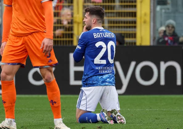 February 14, 2026, Como: Como 1907 s mildfielder Martin Baturina look dejected during the Italian Serie A soccer match Como 1907 vs Fiorentina at Giuseppe Sinigaglia stadium in Como, Italy, 14 February 2026. ANSA ROBERTO BREGANI. Serie A; Como 1907-Fiorentina  - ZUMAa110 20260214_zaf_a110_049 Copyright: xRobertoxBreganix