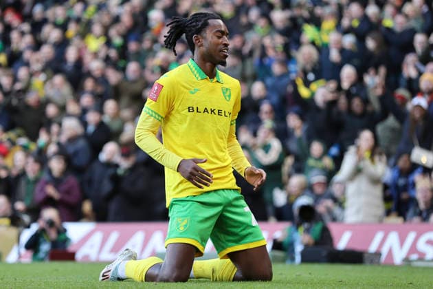 Norwich City v West Bromwich Albion Emirates FA Cup Paris Maghoma of Norwich celebrates scoring his side™s 1st goal during the Emirates FA Cup Fourth Round match at Carrow Road, Norwich 14 02 2026 Commissioned for use in Newsquest Norfolk titles only. All other titles fees apply. UK Newspapers OUT Copyright: xPaulxChestertonx FIL-22967-0065