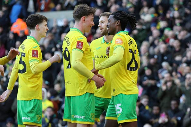 Norwich City v West Bromwich Albion Emirates FA Cup Paris Maghoma of Norwich celebrates scoring his side™s 1st goal during the Emirates FA Cup Fourth Round match at Carrow Road, Norwich 14 02 2026 Commissioned for use in Newsquest Norfolk titles only. All other titles fees apply. UK Newspapers OUT Copyright: xPaulxChestertonx FIL-22967-0070