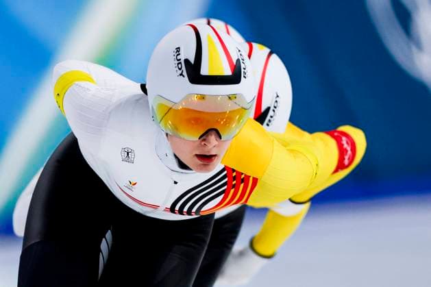 Sandrine Tas of Belgium and Isabelle Van Elst of Belgium and Fran Vanhoutte of Belgium Women s Team Pursuit Quarterfinals, Milano Cortina 2026 Winter Olympics: Day 8, Speed skating, Eisschnelllauf - Milano Cortina 2026 Winter Olympics: Day 8, Milano Speed Skating Stadium, February 14, 2026, Milan, Italy.