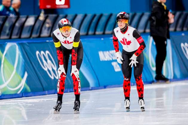 Ivanie Blondin of Canada and Valerie Maltais of Canada looks exhausted after Women s Team Pursuit Quarterfinals, Milano Cortina 2026 Winter Olympics: Day 8, Speed skating, Eisschnelllauf - Milano Cortina 2026 Winter Olympics: Day 8, Milano Speed Skating Stadium, February 14, 2026, Milan, Italy.