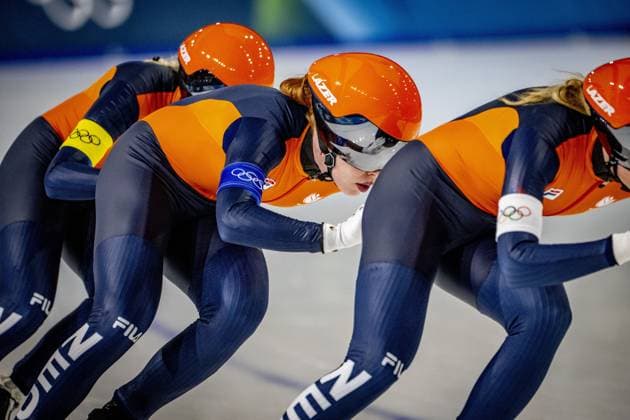 MILAN- quarterfinals of the Team Pursuit at the Olympic Games, Olympische Spiele, Olympia, OS in the women s category Joy Beune, Marijke Groenewoud and Antoinette Rijpma-De Jong will skate Milano Speed skating, Eisschnelllauf Stadium Olympic Winter games, Winterspiele,Spiele, Summer games Milan Cortina 2026 ROBIN UTRECHT ANP netherlands out - belgium out xVIxxIVx 550678445 originalFilename: 550678445.jpg
