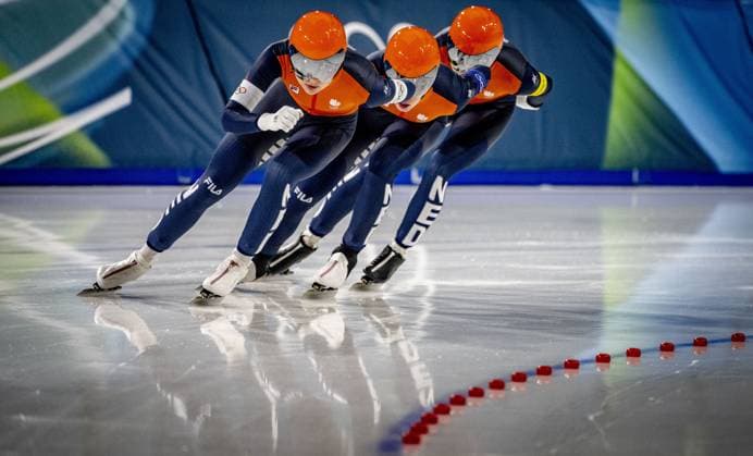 MILAN- quarterfinals of the Team Pursuit at the Olympic Games, Olympische Spiele, Olympia, OS in the women s category Joy Beune, Marijke Groenewoud and Antoinette Rijpma-De Jong will skate Milano Speed skating, Eisschnelllauf Stadium Olympic Winter games, Winterspiele,Spiele, Summer games Milan Cortina 2026 ROBIN UTRECHT ANP netherlands out - belgium out xVIxxIVx 550678496 originalFilename: 550678496.jpg