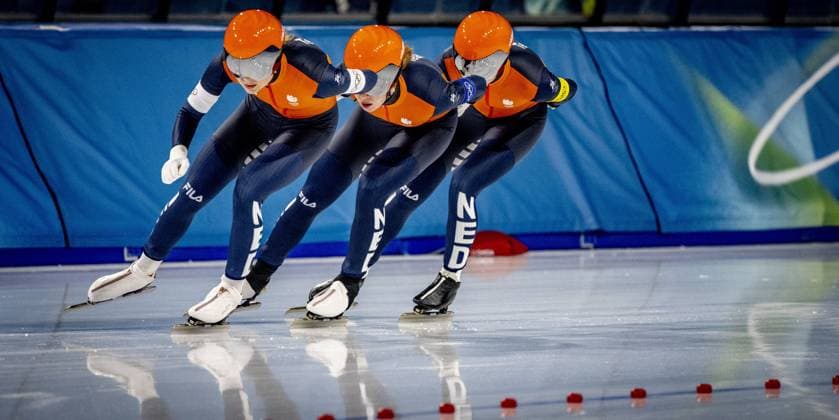 MILAN- quarterfinals of the Team Pursuit at the Olympic Games, Olympische Spiele, Olympia, OS in the women s category Joy Beune, Marijke Groenewoud and Antoinette Rijpma-De Jong will skate Milano Speed skating, Eisschnelllauf Stadium Olympic Winter games, Winterspiele,Spiele, Summer games Milan Cortina 2026 ROBIN UTRECHT ANP netherlands out - belgium out xVIxxIVx 550678527 originalFilename: 550678527.jpg