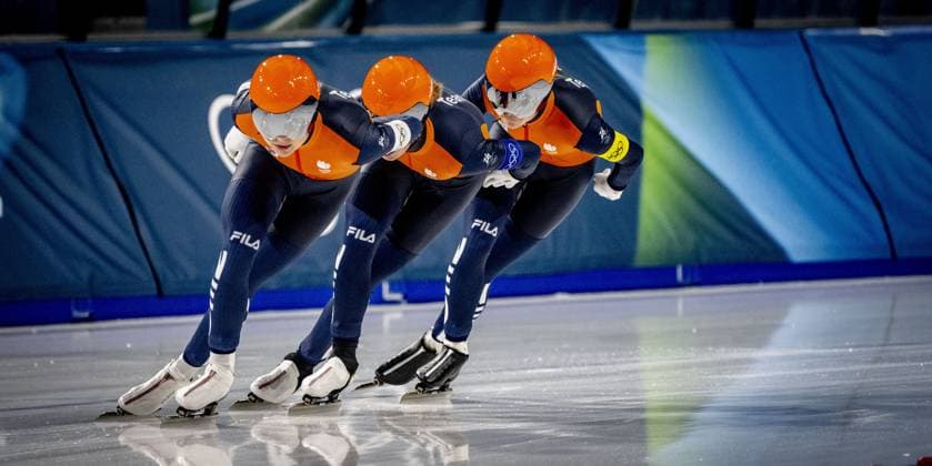 MILAN- quarterfinals of the Team Pursuit at the Olympic Games, Olympische Spiele, Olympia, OS in the women s category Joy Beune, Marijke Groenewoud and Antoinette Rijpma-De Jong will skate Milano Speed skating, Eisschnelllauf Stadium Olympic Winter games, Winterspiele,Spiele, Summer games Milan Cortina 2026 ROBIN UTRECHT ANP netherlands out - belgium out xVIxxIVx 550678541 originalFilename: 550678541.jpg