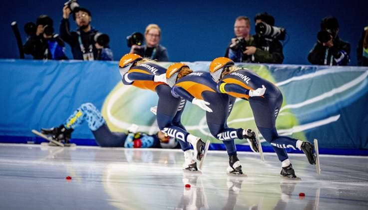 MILAN- quarterfinals of the Team Pursuit at the Olympic Games, Olympische Spiele, Olympia, OS in the women s category Joy Beune, Marijke Groenewoud and Antoinette Rijpma-De Jong will skate Milano Speed skating, Eisschnelllauf Stadium Olympic Winter games, Winterspiele,Spiele, Summer games Milan Cortina 2026 ROBIN UTRECHT ANP netherlands out - belgium out xVIxxIVx 550678618 originalFilename: 550678618.jpg