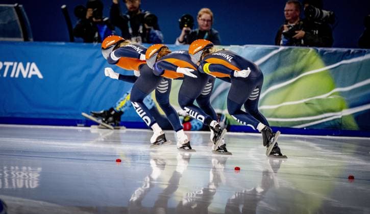 MILAN- quarterfinals of the Team Pursuit at the Olympic Games, Olympische Spiele, Olympia, OS in the women s category Joy Beune, Marijke Groenewoud and Antoinette Rijpma-De Jong will skate Milano Speed skating, Eisschnelllauf Stadium Olympic Winter games, Winterspiele,Spiele, Summer games Milan Cortina 2026 ROBIN UTRECHT ANP netherlands out - belgium out xVIxxIVx 550678631 originalFilename: 550678631.jpg
