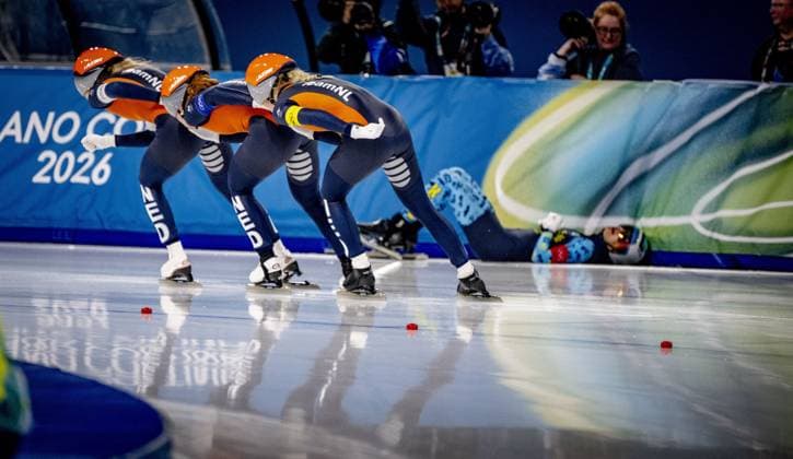 MILAN- quarterfinals of the Team Pursuit at the Olympic Games, Olympische Spiele, Olympia, OS in the women s category Joy Beune, Marijke Groenewoud and Antoinette Rijpma-De Jong will skate Milano Speed skating, Eisschnelllauf Stadium Olympic Winter games, Winterspiele,Spiele, Summer games Milan Cortina 2026 ROBIN UTRECHT ANP netherlands out - belgium out xVIxxIVx 550678669 originalFilename: 550678669.jpg