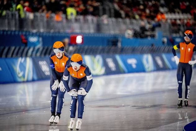 MILAN- quarterfinals of the Team Pursuit at the Olympic Games, Olympische Spiele, Olympia, OS in the women s category Joy Beune, Marijke Groenewoud and Antoinette Rijpma-De Jong will skate Milano Speed skating, Eisschnelllauf Stadium Olympic Winter games, Winterspiele,Spiele, Summer games Milan Cortina 2026 ROBIN UTRECHT ANP netherlands out - belgium out xVIxxIVx 550678783 originalFilename: 550678783.jpg