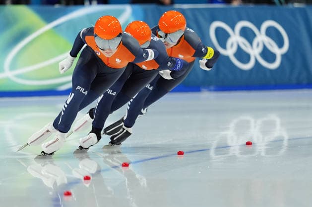 Team Netherlands competing for the Olympic Speed skating, Eisschnelllauf Women s Team Pursuit Quarterfinals for the Milano Cortina 2026 Winter Olympics, in Milan (Italy) February 14, 2026 (Photo Claudio Furlan LaPresse)  Copyright: xClaudioxFurlan LaPressex