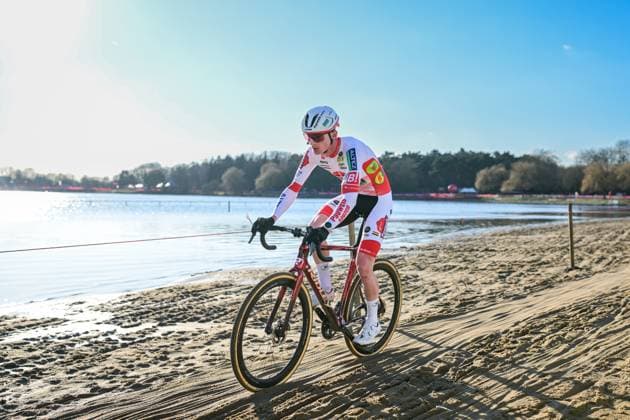 Belgian Gerben Kuypers pictured in action during the elite men race of the Waaslandcross cyclocross cycling event, Saturday 14 February 2026 in Sint-Niklaas, the seventh and last race of the Exact Cross competition. DAVIDxPINTENS  x163407494x